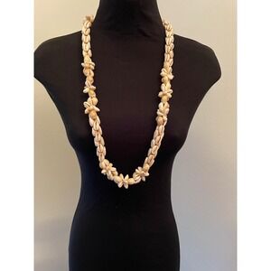 Hawaiian Shell Necklace Lei Seashell Flower Charm long Beach Vacation